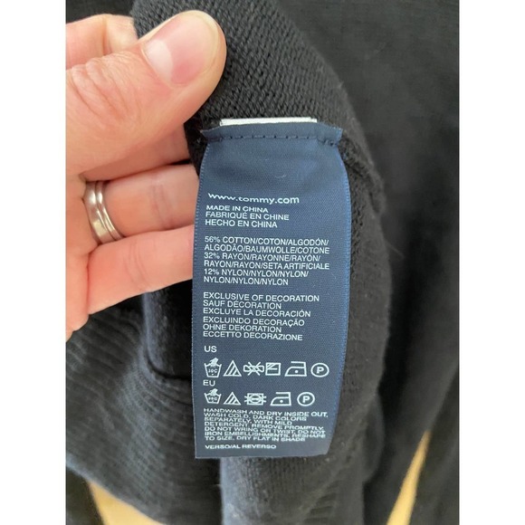 Tommy Hilfiger Black Tie Front Cardigan Sweater Women's Size Medium - Picture 7 of 7